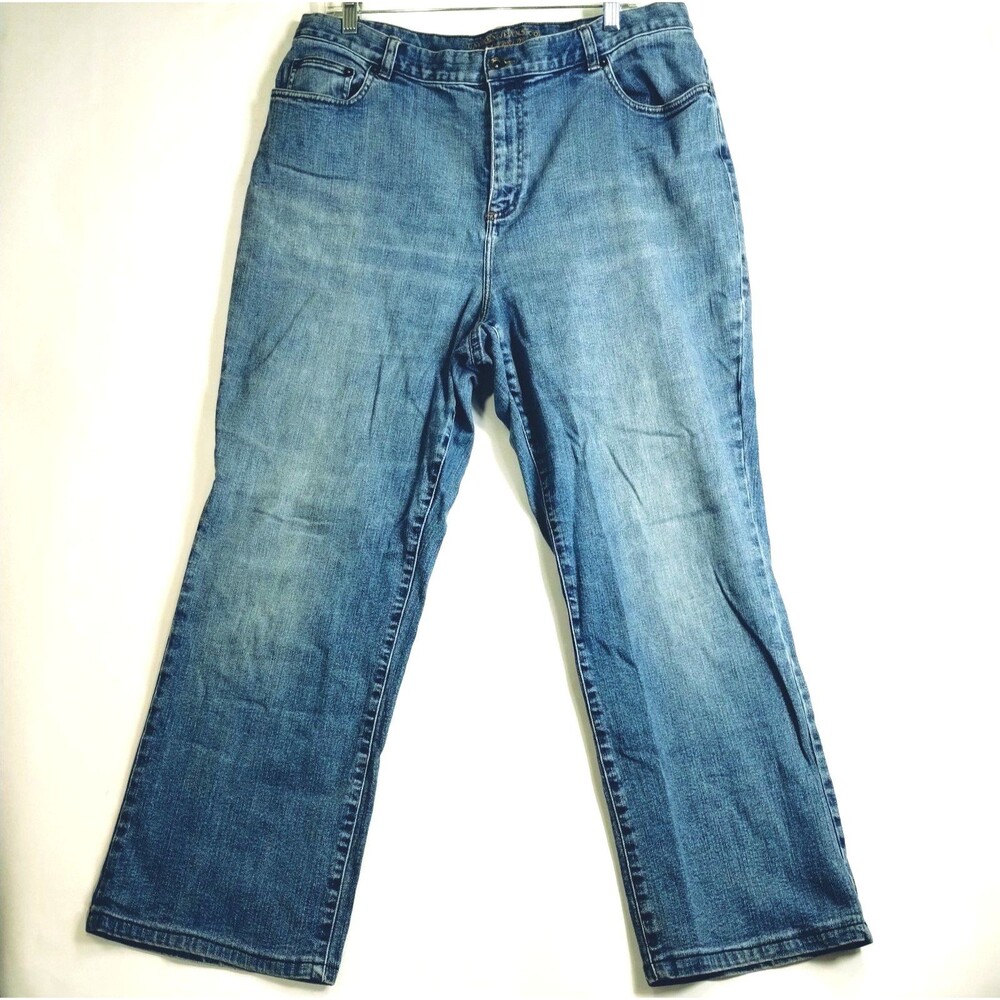Lauren Jeans Premium Women's 16W Zip Fly Straight Cut Medium Wash Pockets Preppy